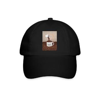 Eine Tasse Kaffee - Baseballkappe - Schwarz/Schwarz - Vorne