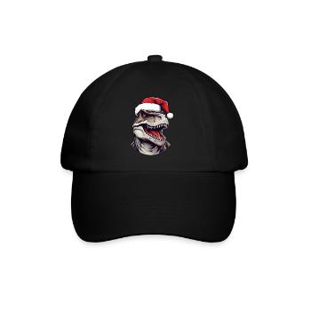 Dinosaurier Weihnachten Tier Kopf - Baseballkappe - Schwarz/Schwarz - Vorne