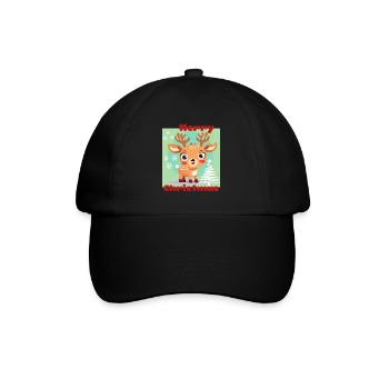 Joyeux Noël - cerf porte-bonheur mignon - Noël de neige - Casquette classique - noir/noir - Devant