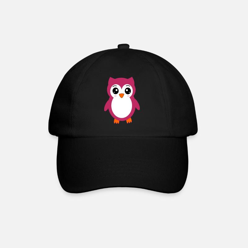 Eule, Rosa Eule - Baseballkappe - Schwarz/Schwarz