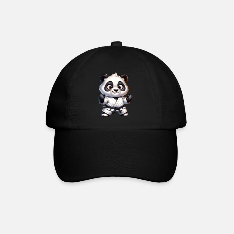 Karate Panda - Baseballkappe - Schwarz/Schwarz