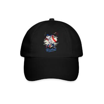 Dynamic Baseball Swing Illustration - Baseball Cap - black/black - Front