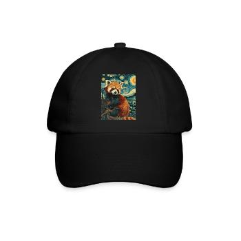 roter panda van gogh style - Baseballkappe - Schwarz/Schwarz - Vorne