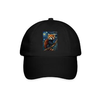 roter panda, van gogh, style - Baseballkappe - Schwarz/Schwarz - Vorne