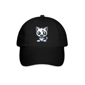 Katze Halloween Lustig Baby - Baseballkappe - Schwarz/Schwarz - Vorne