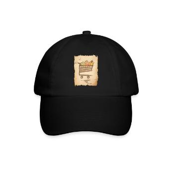 Panier d’épicerie avec des sacs à provisions cadeaux - Casquette classique - noir/noir - Devant