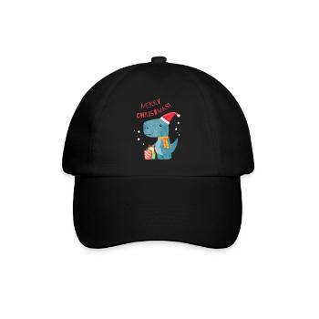 Christmas Dino - Baseballkappe - Schwarz/Schwarz - Vorne