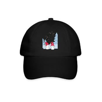 Sweet Winter Cats Love - Cat Love in the Snow - Baseball Cap - black/black - Front
