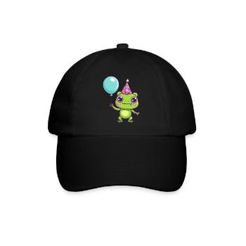 Frog Birthday Comic Cute - Baseball Cap - black/black - Front