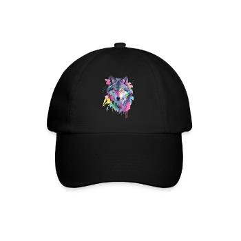 Loup loup tête prédateur forêt Nature sauvage Art - Casquette classique - noir/noir - Devant