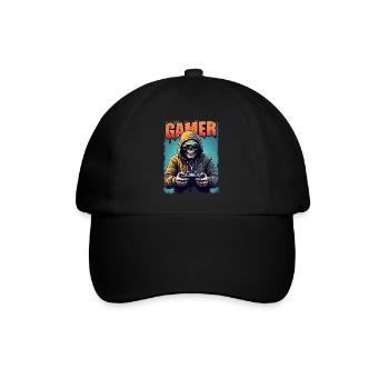 Zombie Gamer mit Kapuze & Controller - Baseballkappe - Schwarz/Schwarz - Vorne
