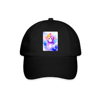 Little Monkey (Portrait) (Purple Watercolor) - Baseball Cap - black/black - Front