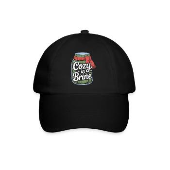Cozy In Brine Gurken Glas Winter Humor - Baseballkappe - Schwarz/Schwarz - Vorne