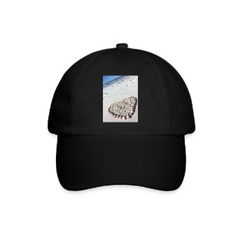 Cœur de coquillages sur la plage - Casquette classique - noir/noir - Devant