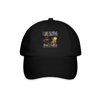 Likes sloths coffee 3 people - Baseball Cap - black/black - Front