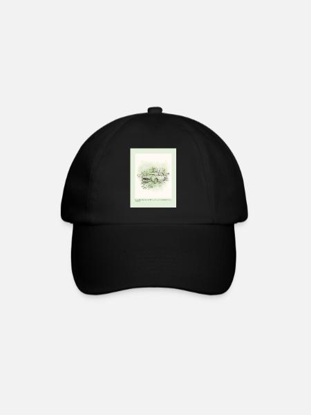 Vintage Car with Floral Frame - Baseball Cap - black/black