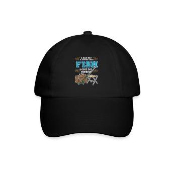 Camping Fishing Humor Bad Day Fish Better Working - Baseball Cap - black/black - Front