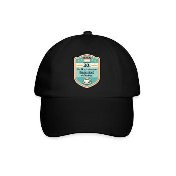 30: Pausenplan wie Meetings Badge - Baseballkappe - Schwarz/Schwarz - Vorne