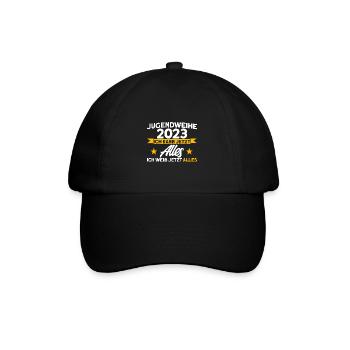 Jugendweihe 2023 Ich Kann Jetzt Alles Ich Weiß Jet - Baseballkappe - Schwarz/Schwarz - Vorne