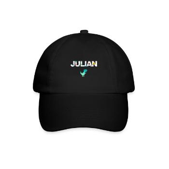 JULIAN - Schöner Jungen Name mit Dinosaurier - Baseballkappe - Schwarz/Schwarz - Vorne