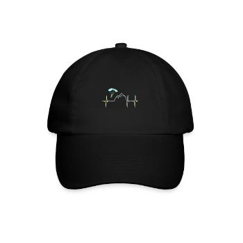 Heartbeat Graphic Paragliding Paraglider Skydiver - Baseballkappe - Schwarz/Schwarz - Vorne