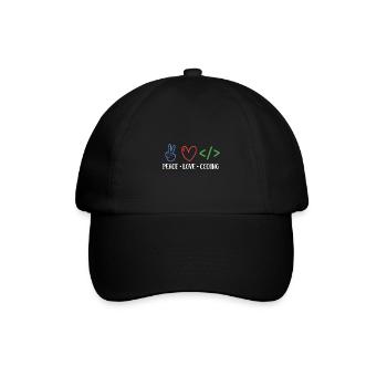 Peace Love Coding Coder Software Developer Program - Baseballkappe - Schwarz/Schwarz - Vorne