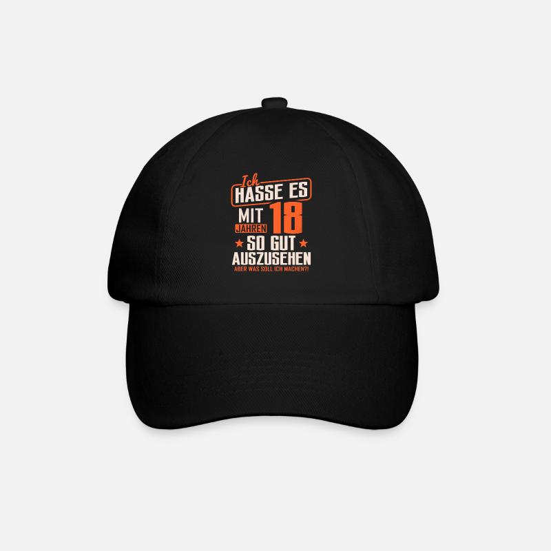 18. Geburtstag Geschenk 18 Jahre Spruch - Baseballkappe - Schwarz/Schwarz