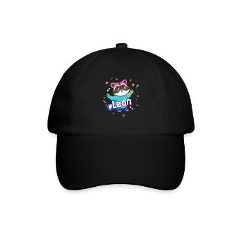 LEON - Beau nom de garçon avec un raton laveur mignon - Casquette classique - noir/noir - Devant