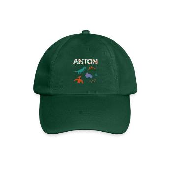 ANTON - Beautiful boy name with dinosaur - Baseball Cap - bottle green - Front