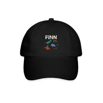 FINN - Schöner Jungen Name mit Dinosaurier - Baseballkappe - Schwarz/Schwarz - Vorne
