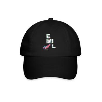 EMIL - Beautiful boy name with dinosaur - Baseball Cap - black/black - Front