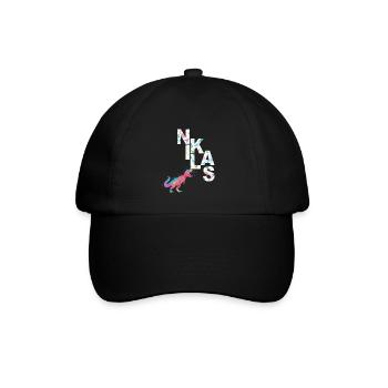 NIKLAS - Beautiful boy name with dinosaur - Baseball Cap - black/black - Front