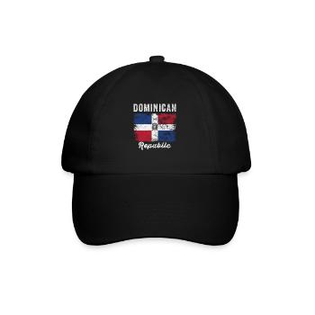 Dominikanische Republik Flagge Verzweifelt - Baseballkappe - Schwarz/Schwarz - Vorne