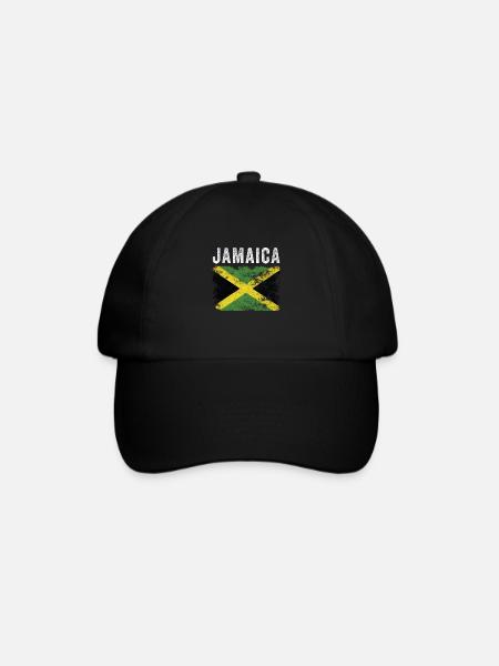 Jamaica Flag Distressed - Jamaikanische Flagge - Baseballkappe - Schwarz/Schwarz