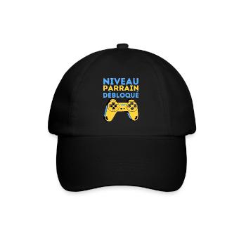 Niveau Parrain Débloqué 2023 Cadeau Parrain Gamer - Casquette classique - noir/noir - Devant