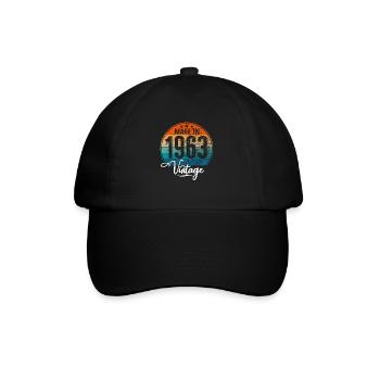 Vintage Made in 1963 Year of birth 1963 Birthday - Baseball Cap - black/black - Front