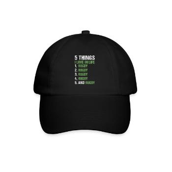 Sport 5 Things I Love In Life Rugby - Baseball Cap - black/black - Front