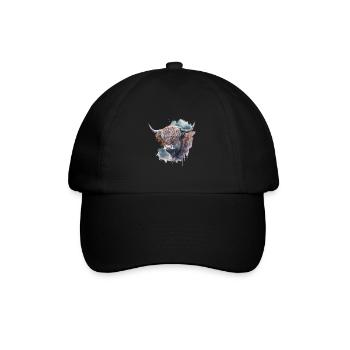 Highland Cattle Watercolor Portrait - Baseball Cap - black/black - Front