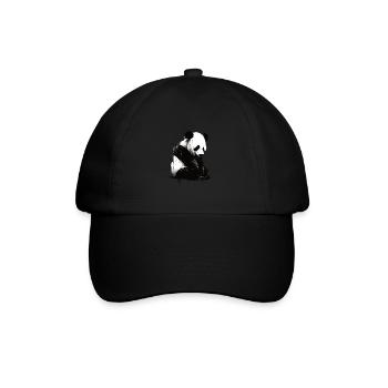 Panda-bär-schablone - Baseballkappe - Schwarz/Schwarz - Vorne