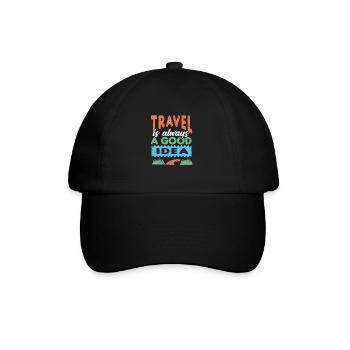 Urlaub Reisen Flugzeug Sonne Meer Strand - Baseballkappe - Schwarz/Schwarz - Vorne