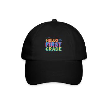 Hallo 1. Klasse Zurück zur Schule Erster Tag - Baseballkappe - Schwarz/Schwarz - Vorne