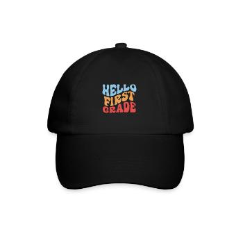 Hallo 1. Klasse Zurück zur Schule Erster Tag - Baseballkappe - Schwarz/Schwarz - Vorne