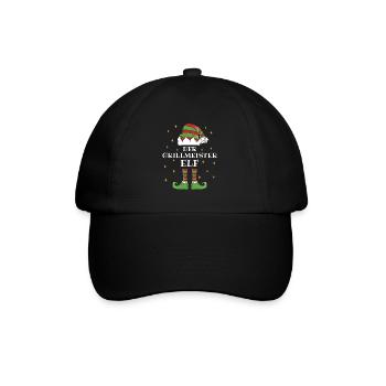 Der Grillmeister Elf - Familien Weihnachtsoutfit - Baseballkappe - Schwarz/Schwarz - Vorne