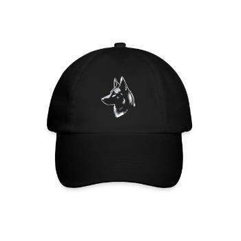 Malinois, dog head, silver drawing - Baseball Cap - black/black - Front