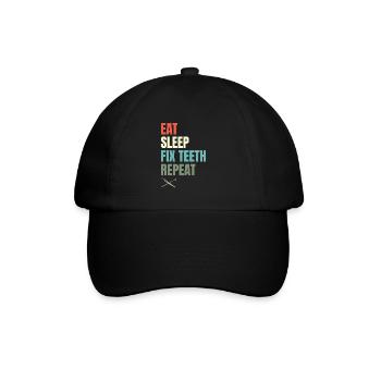 Manger Dormir Réparer les dents Répéter Dentisterie dentaire Dentis - Casquette classique - noir/noir - Devant