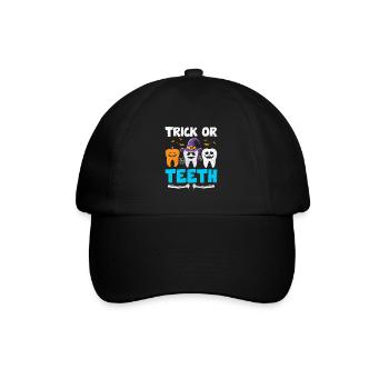Trick oder Zähne Halloween Zahnarzt Zahnmedizin - Baseballkappe - Schwarz/Schwarz - Vorne