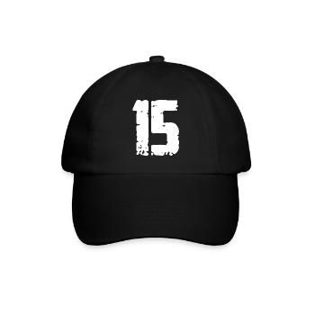 15 Zahl Vintage - Baseballkappe - Schwarz/Schwarz - Vorne