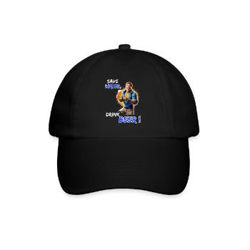 Save Water, Drink Beer - Lustiges Party Outfit - Baseballkappe - Schwarz/Schwarz - Vorne