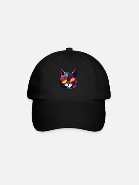 Katze Symbol Kopf Porträt Cool - Baseballkappe - Schwarz/Schwarz