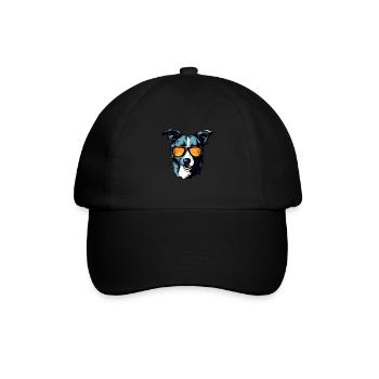 Border Collie Dog Head Portrait Cool - Baseball Cap - black/black - Front